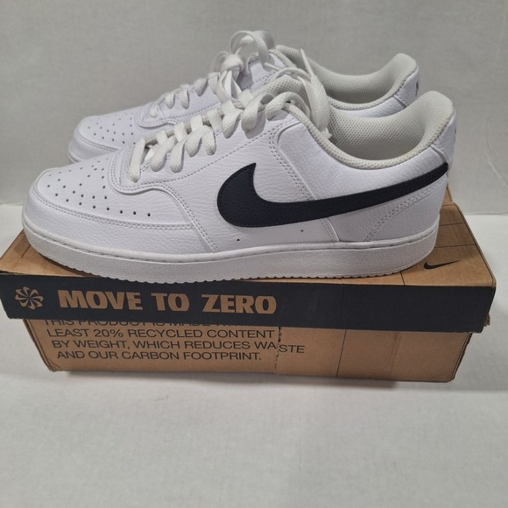 Nike Men's Court Vision Low Next Nature Sneakers, White/Black, Size‎ 12 New